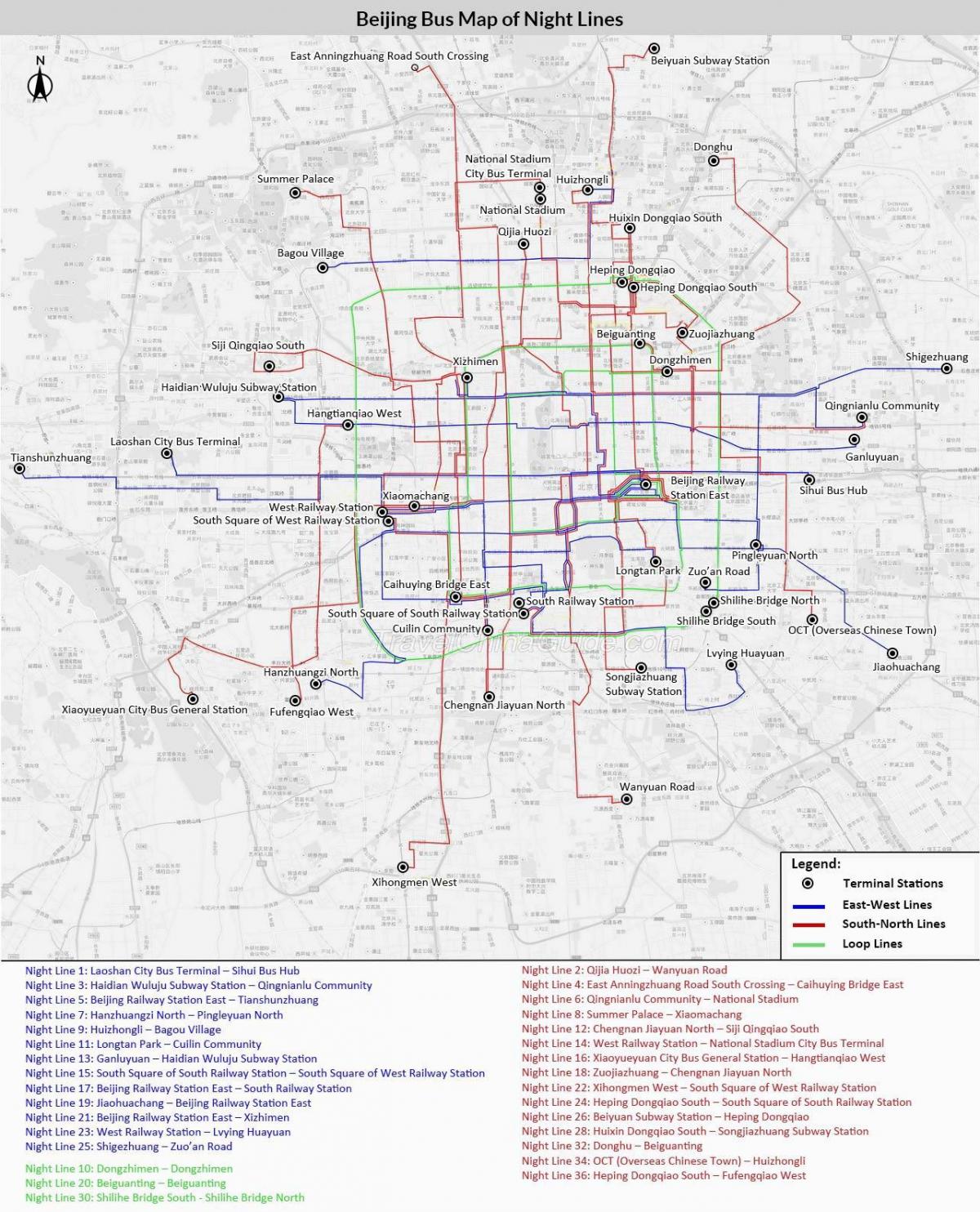 Пекін карта аўтобусных маршрутаў