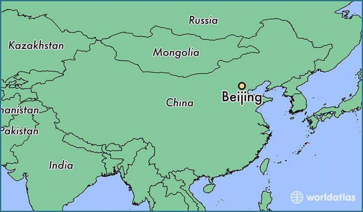 карта Кітая паказвае Пекін