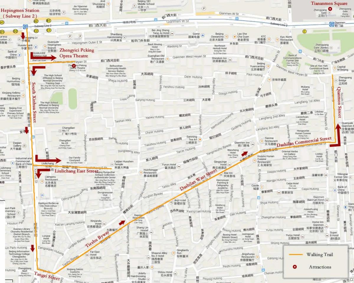 карта Пекіна пешаходная экскурсія 