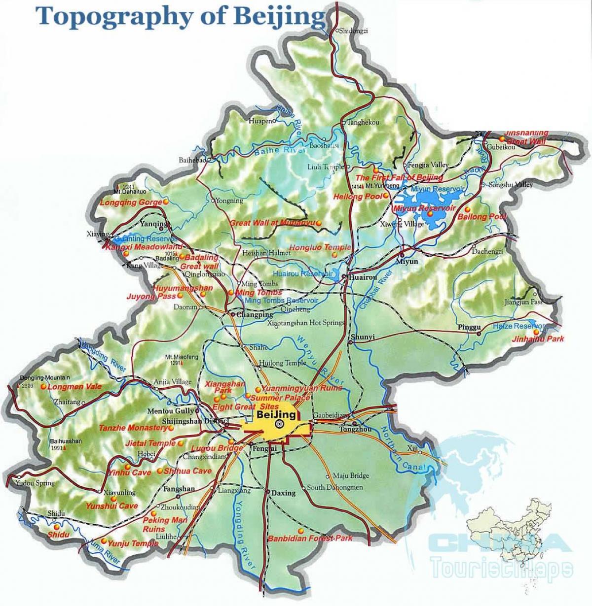 карта Пекіна тапаграфічная