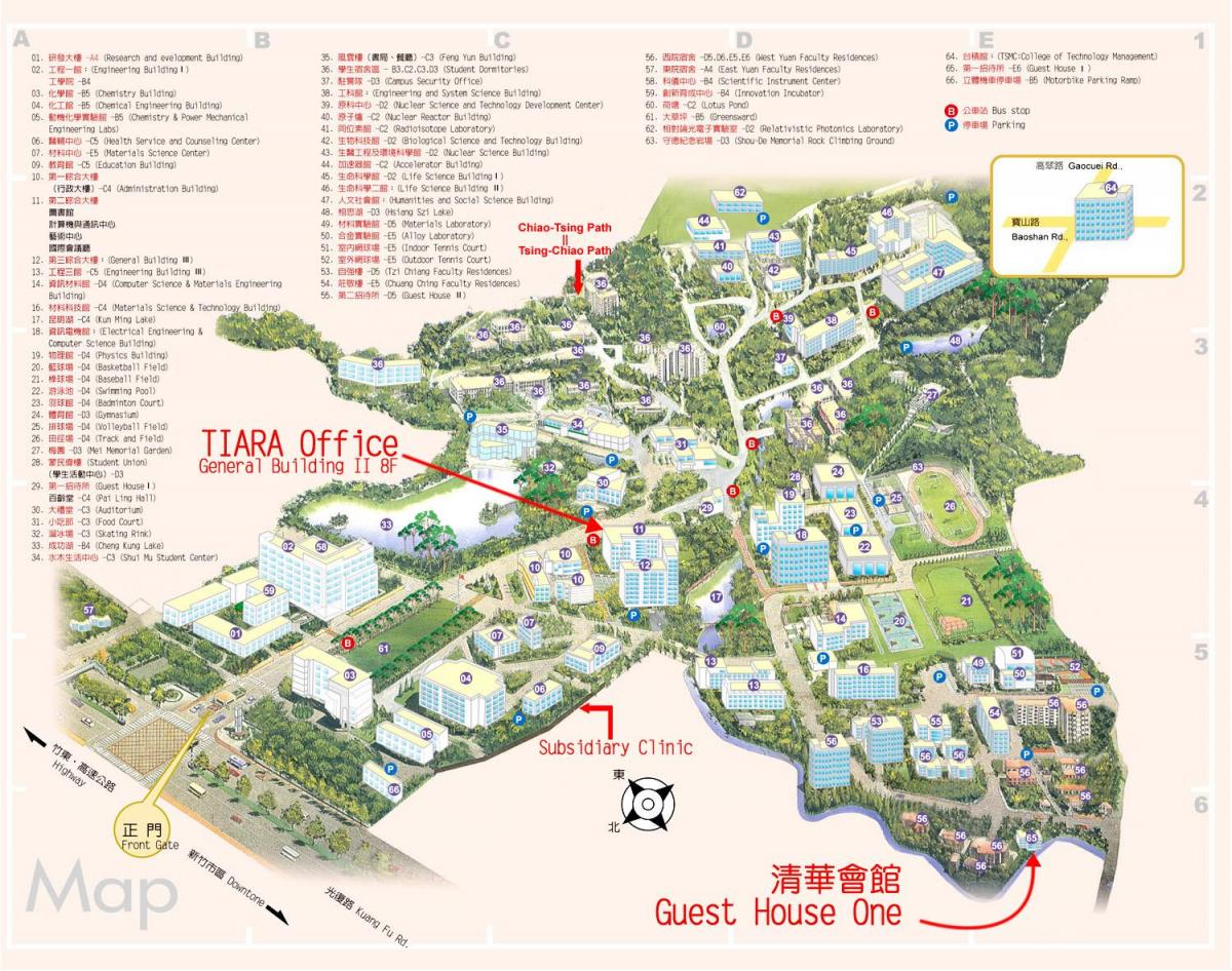 карта кампуса Універсітэта Цінхуа 